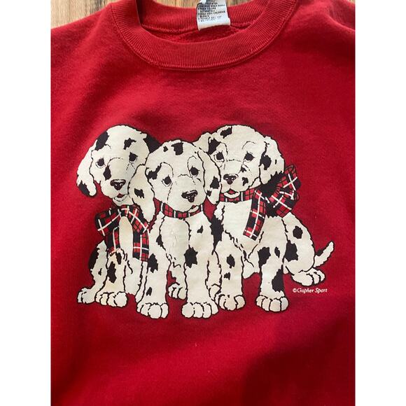 Vintage 1990 Dalmatians Puppy Crewneck L Sweater 90s Crewneck Grandma Streetwear - Picture 4 of 10